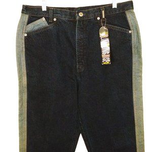 Vintage NWT Rockies USA Jeans High Rise 15/16 Dark Light Stripe Slimline Taper